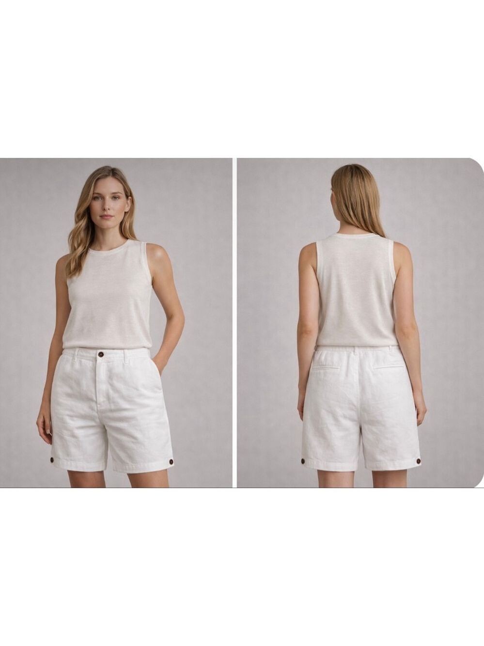 Eileen Fisher White Organic Linen Bermuda Shorts 10